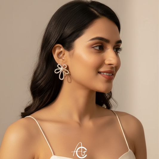 Pearl Flower Statement Earrings