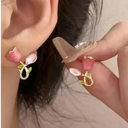 Shiney Daisy Twist Earrings Pink