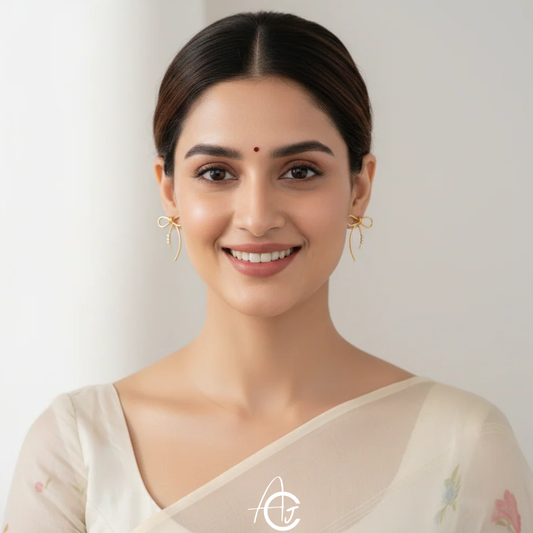 Golden Big Bow Earrings