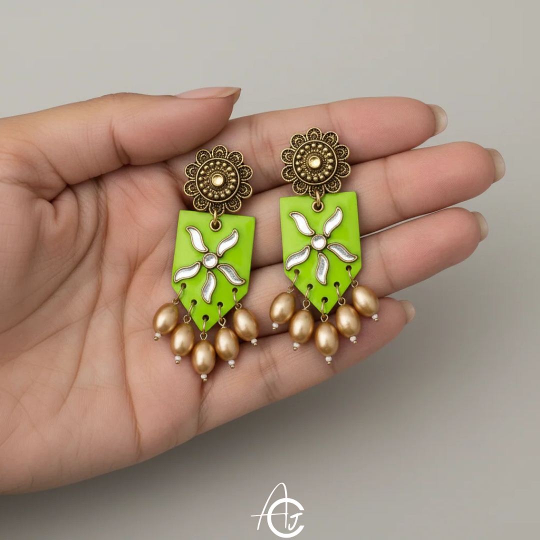 Statement Earrings, Handpainted : Handmade