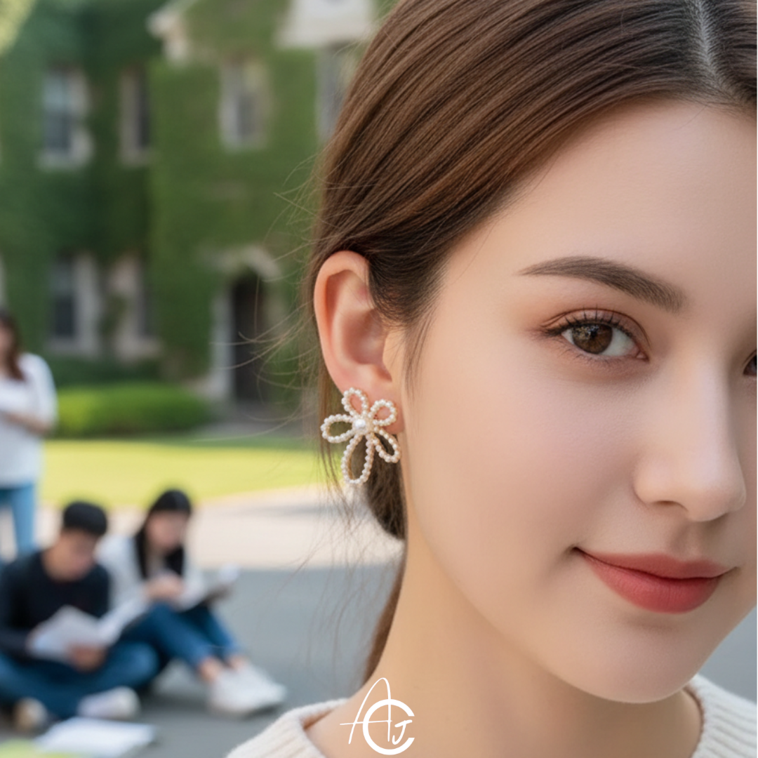 Pearl Flower Statement Earrings