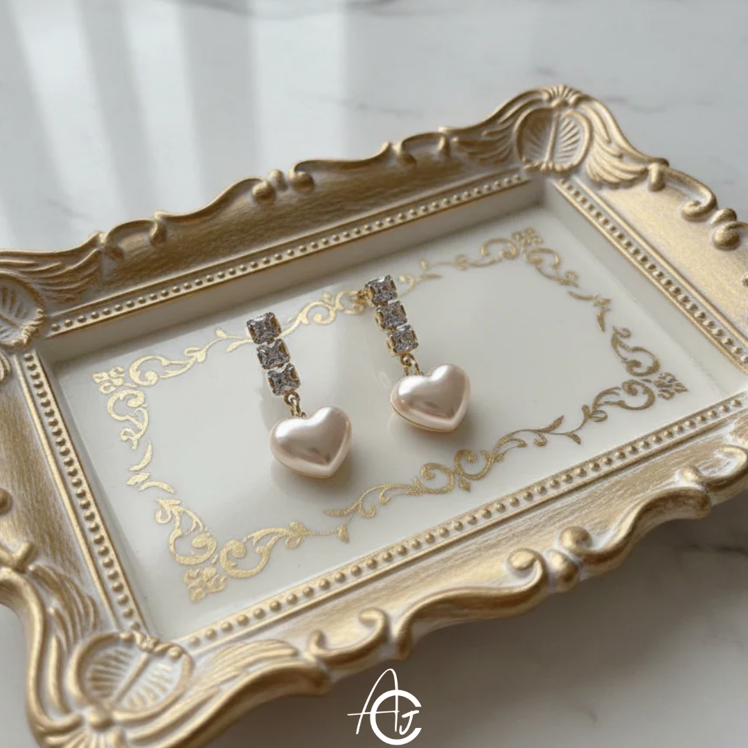 Bling Drop Heart Earrings