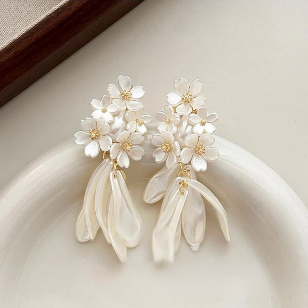 Flower Drop Statement Earrings