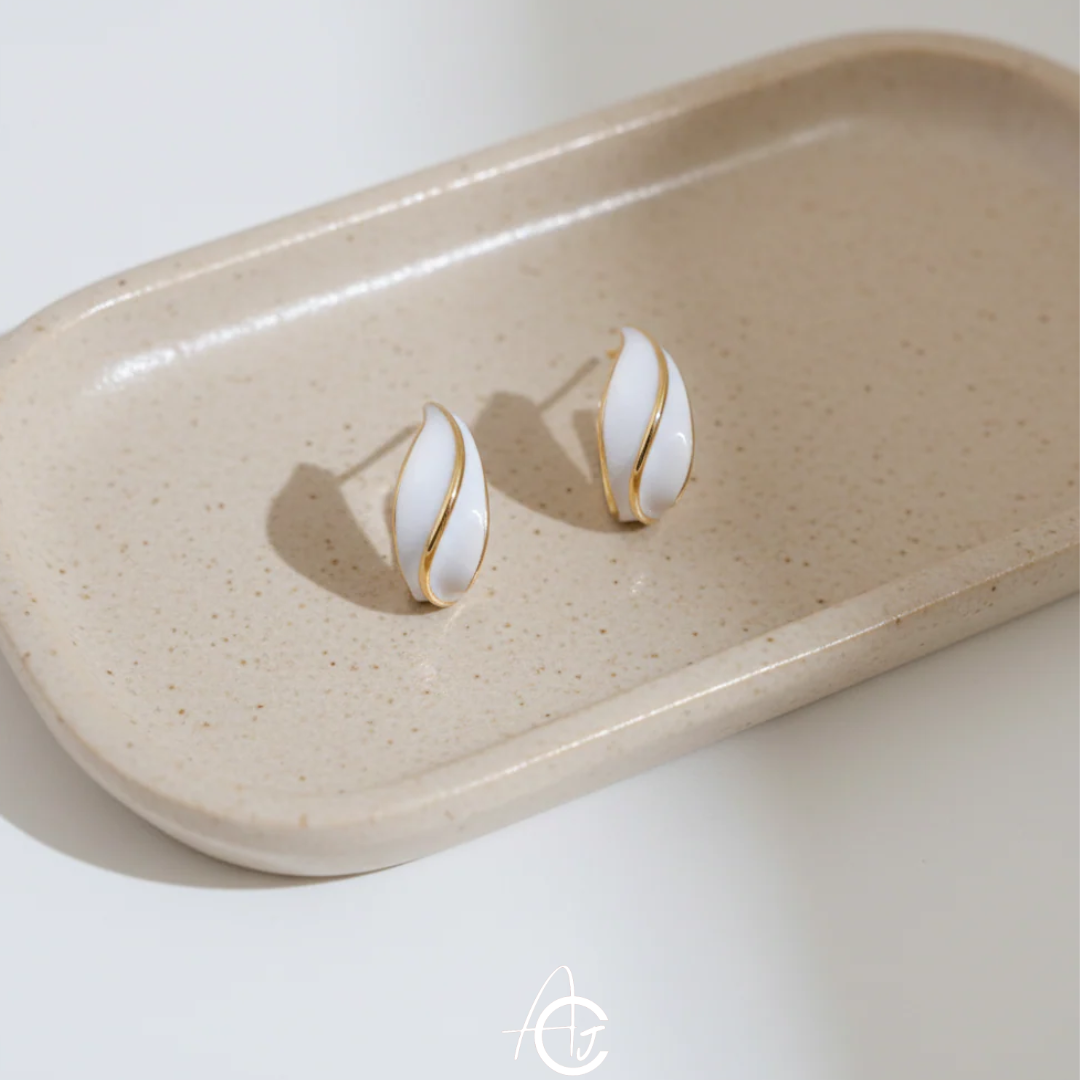 White Hoop Earrings