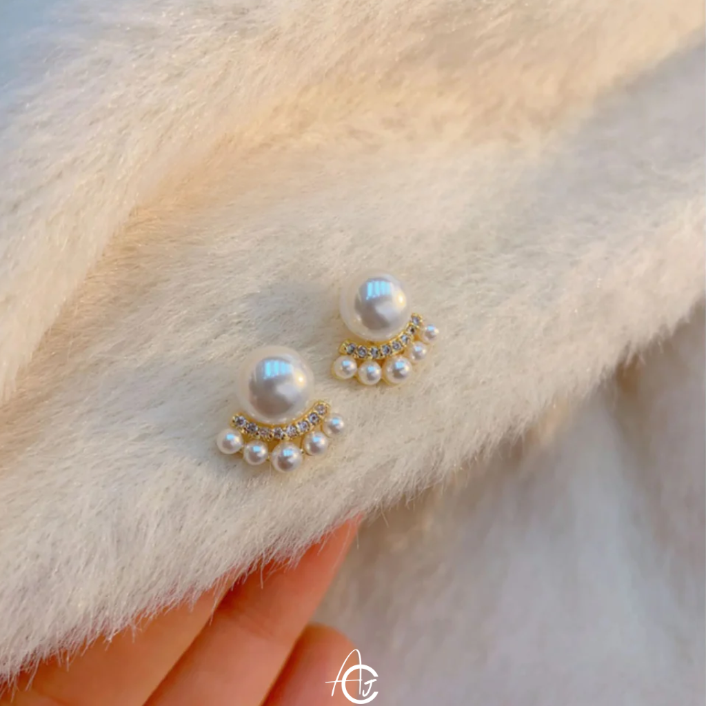 Pearl Bling Drop Earrings
