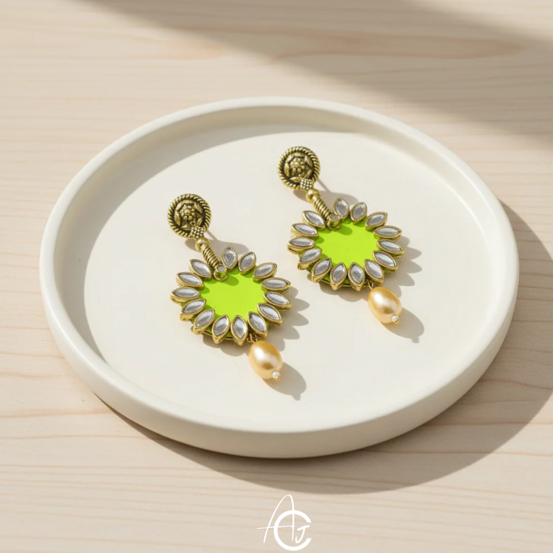 Statement Earrings, Handpainted : Handmade