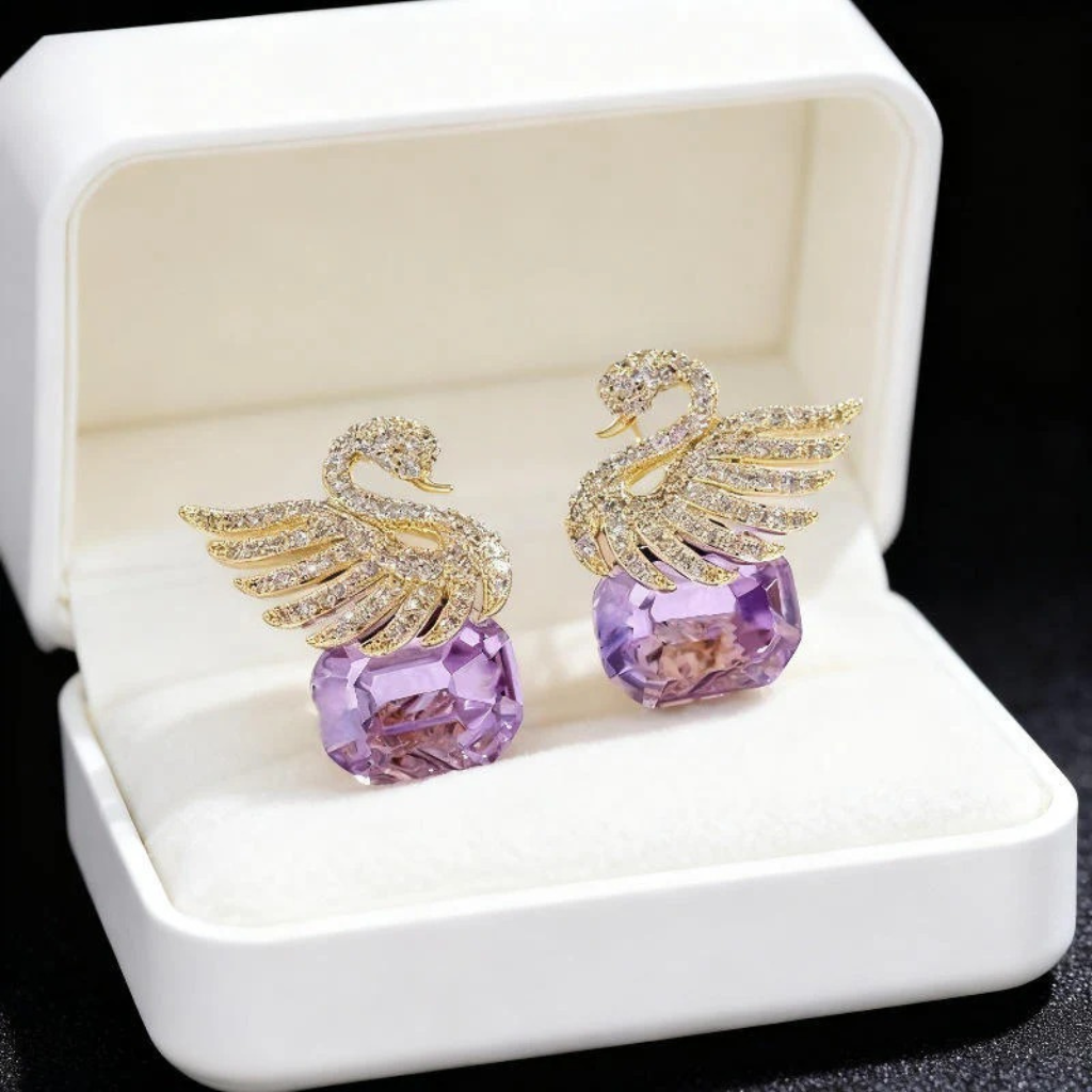Bling Drop Purple Studs Earrings