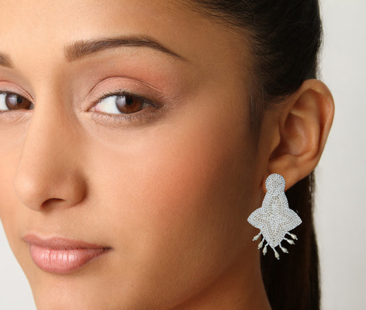 Embroidered Beads Earrings : Handmade