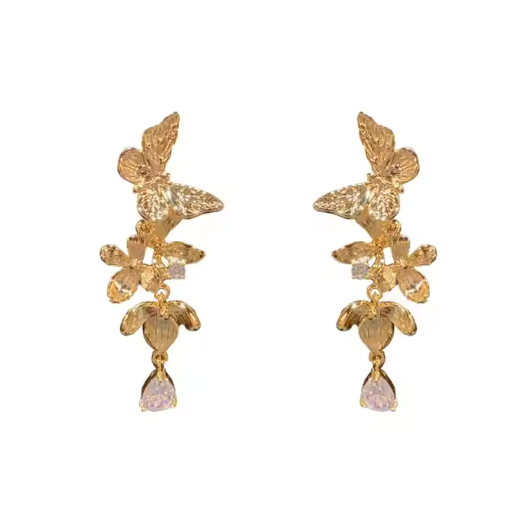 Butterfly and Flower Earrings