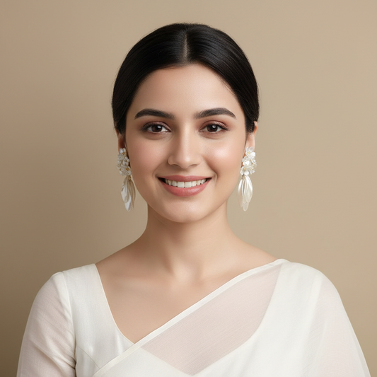 Flower Drop Statement Earrings