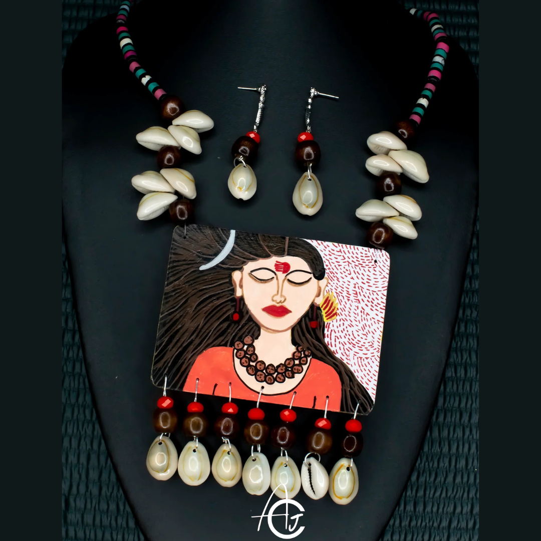 Statement Necklace set, Handpainted : Handmade