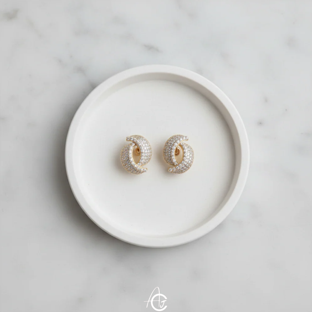 Whirl Bling Pearl Earrings