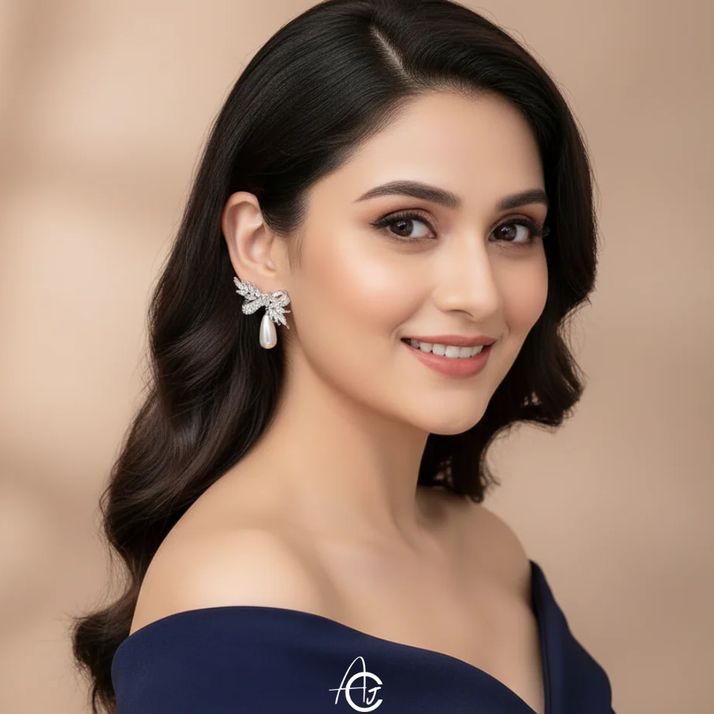 Statement Bow And Pearl Earrings