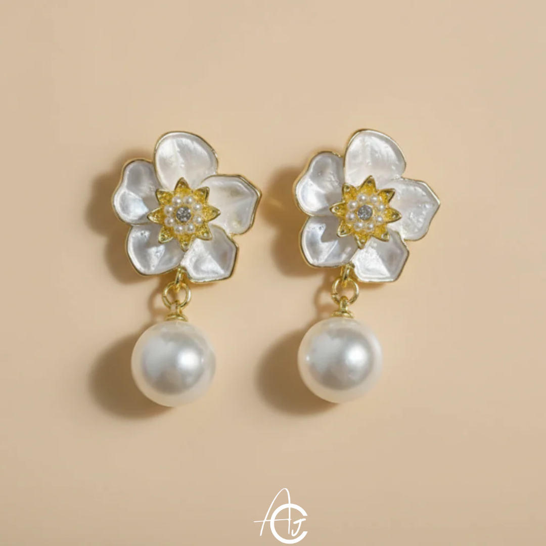 Pearl and Flower Earrings