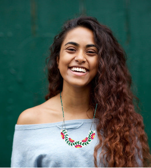 Statement Necklace, Handpainted : Handmade