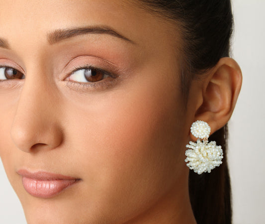 Beads Embroidered Earrings : Handmade