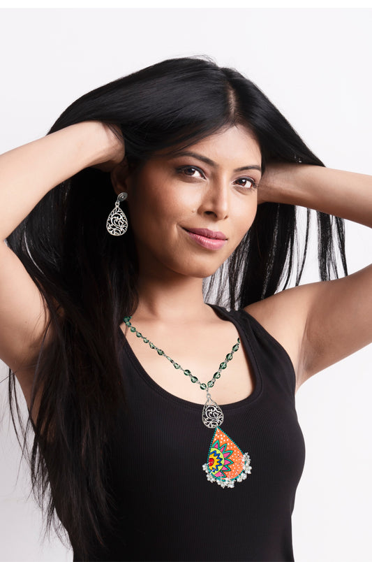 Statement Necklace set, Handpainted : Handmade