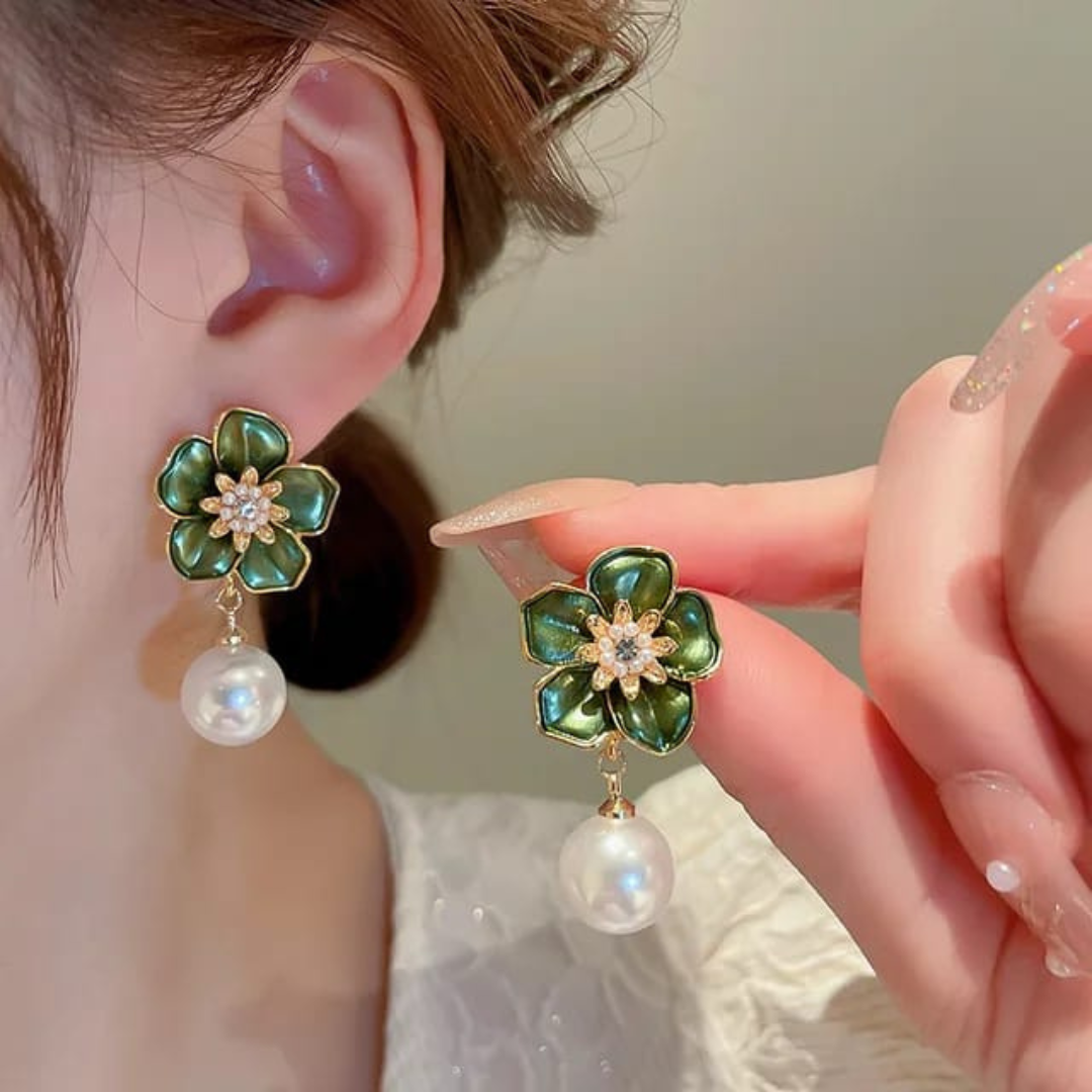 Pearl and Flower Earrings
