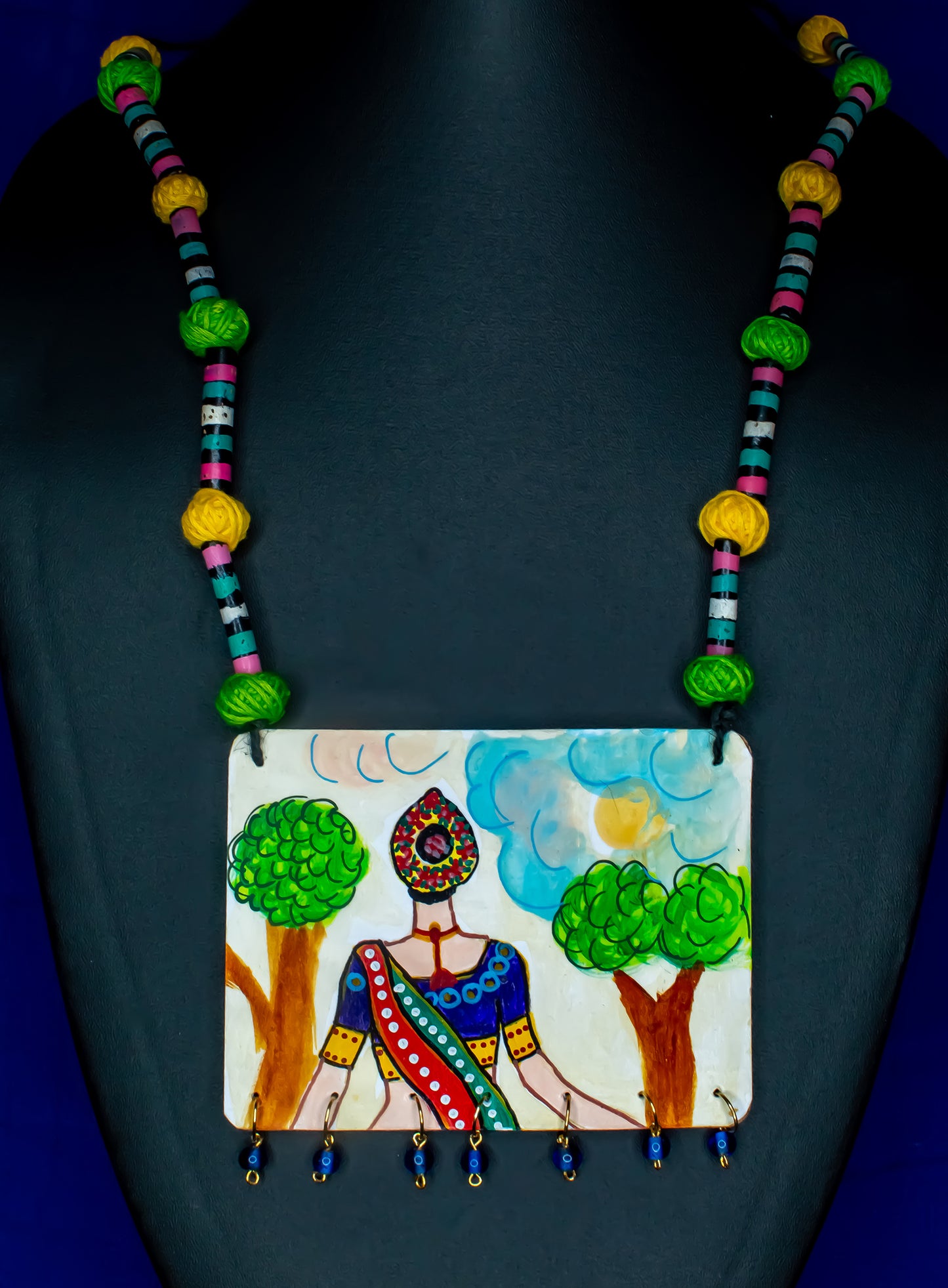 Statement Necklace, Handpainted : Handmade