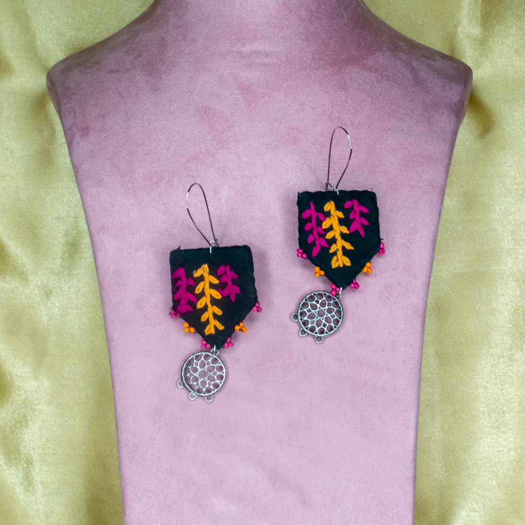 Embroidered Fabric Earrings Handmade – ArtsCrafted