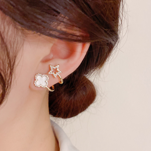 Bling Star Earrings White