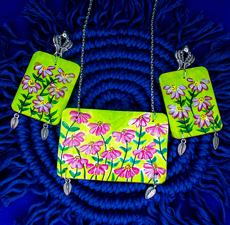 Blossom Necklace Set, Handpainted : Handmade