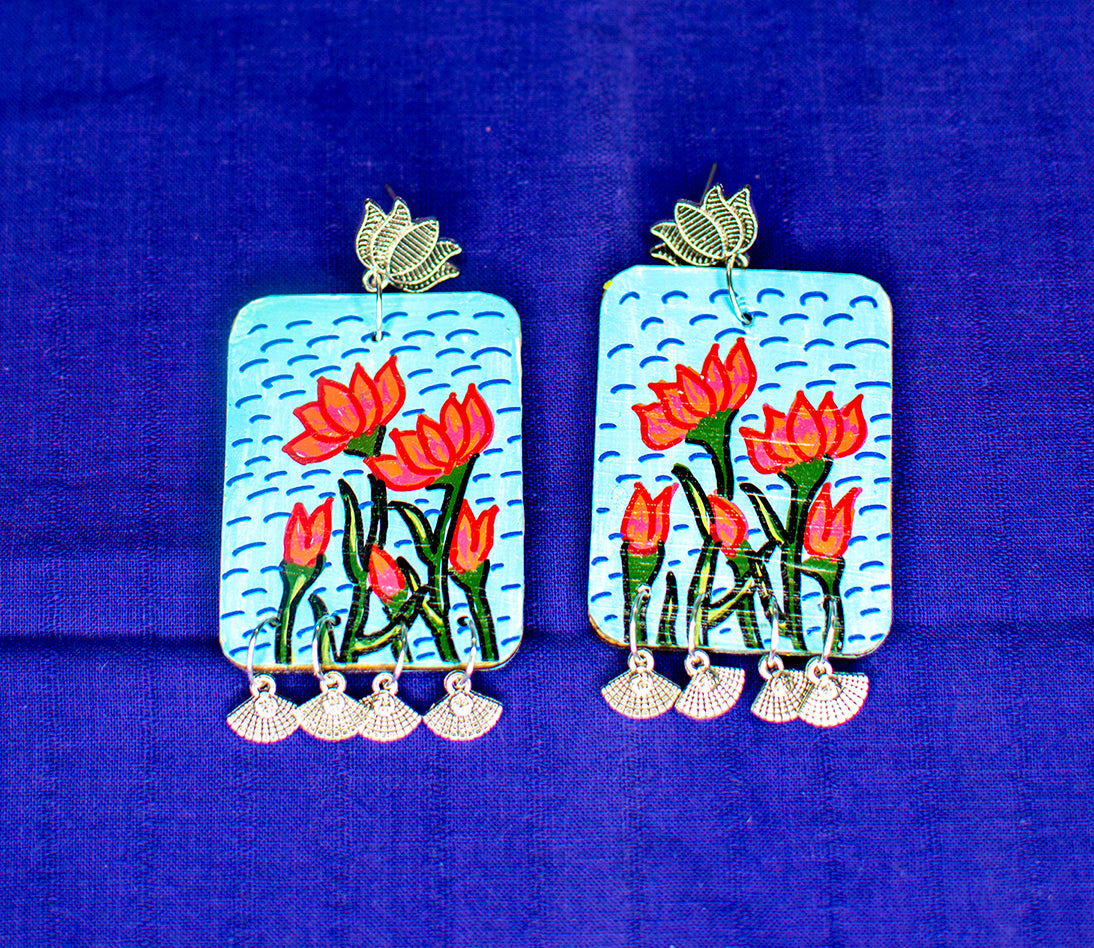 Ambuj Earrings, Handpainted : Handmade
