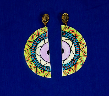 Chandrakala Earrings, Handpainted : Handmade
