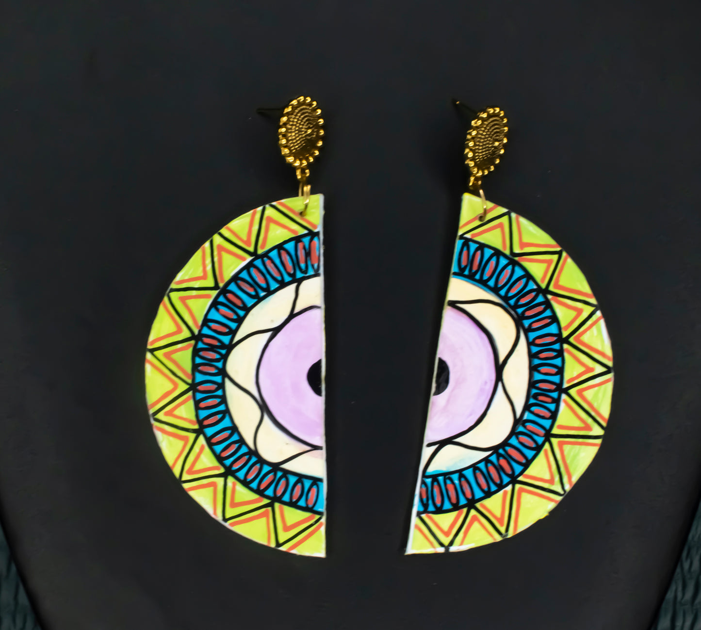 Statement Earrings, Handpainted : Handmade