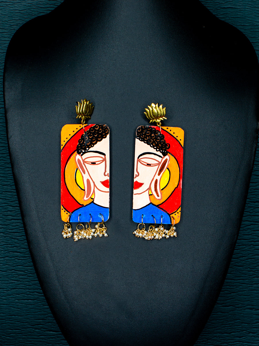 Statement earrings, Handpainted : Handmade
