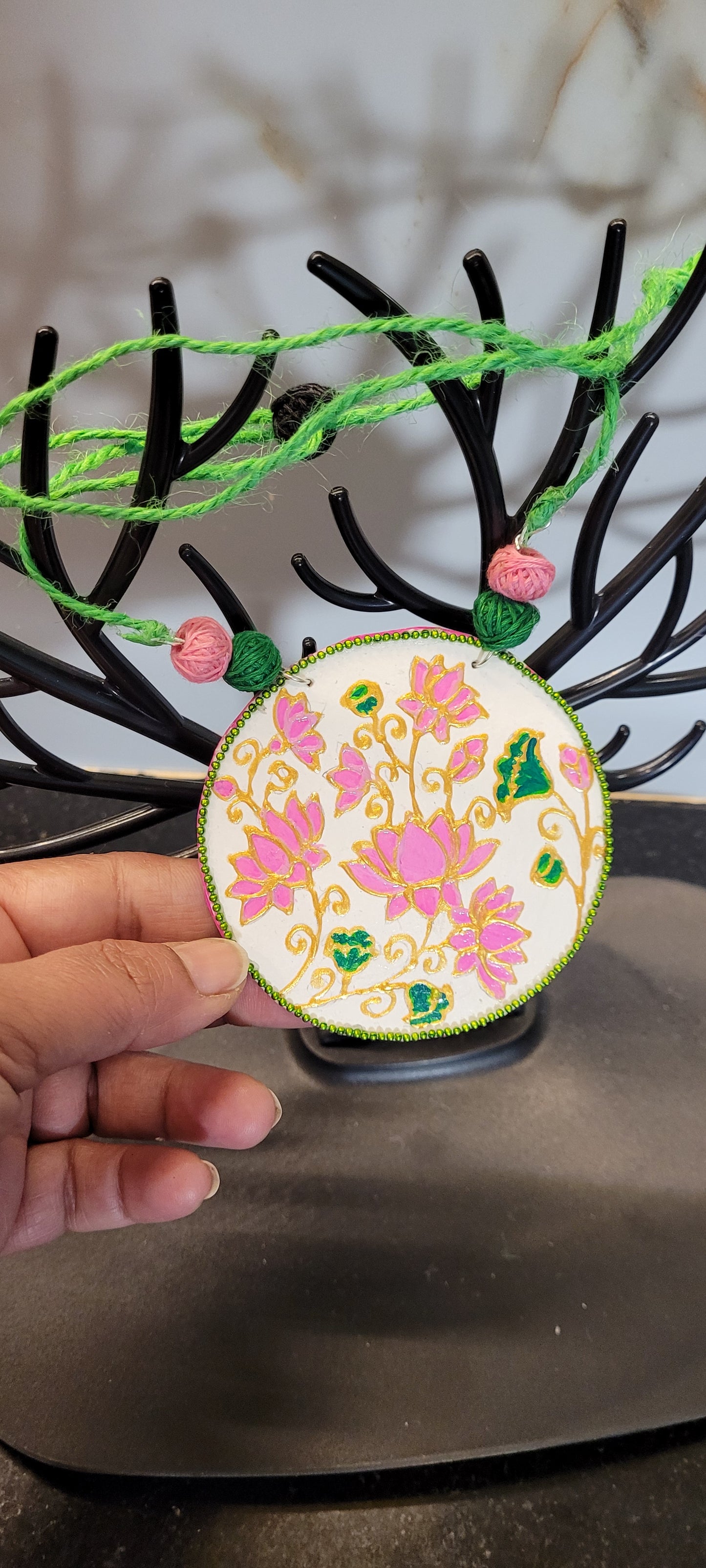 Statement Necklace, Handpainted : Handmade