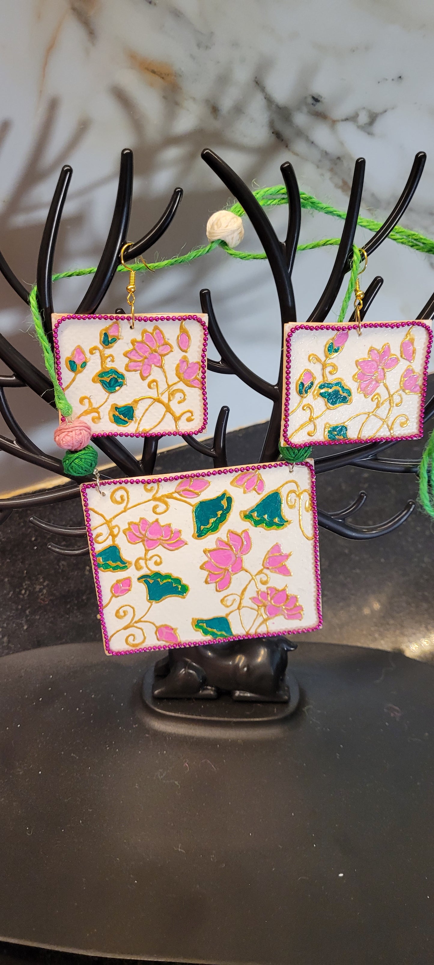 Statement Necklace set, Handpainted : Handmade