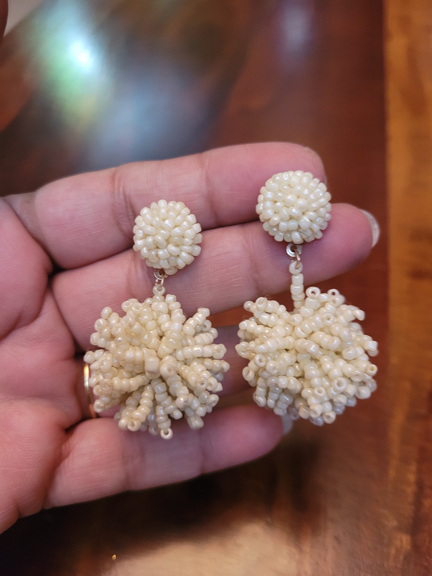 Beads Embroidered Earrings : Handmade