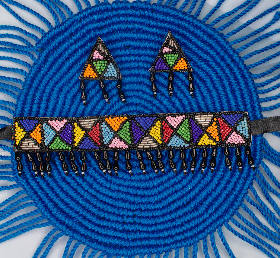 Beads Embroidered Necklace Set : Handmade