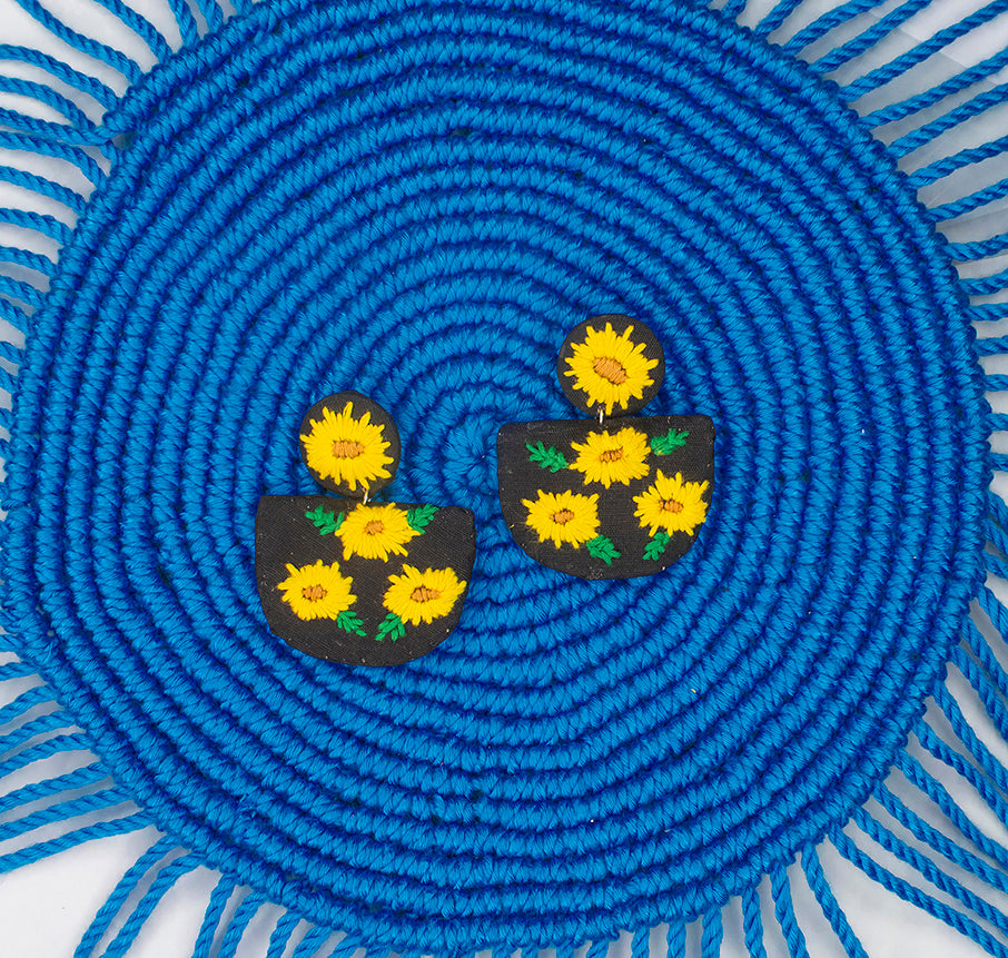 Embroidered Fabric Earrings : Handmade