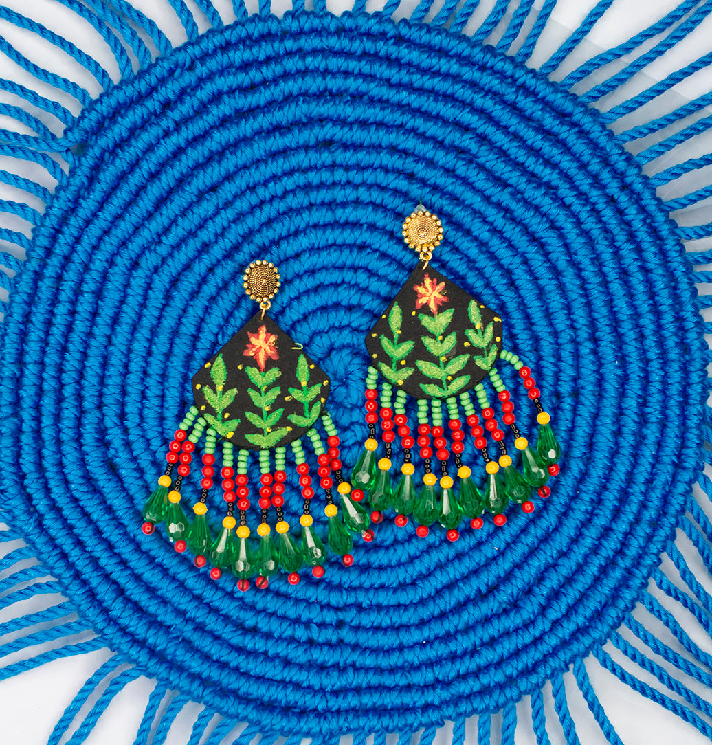 Handpainted Fabric Earrings : Handmade