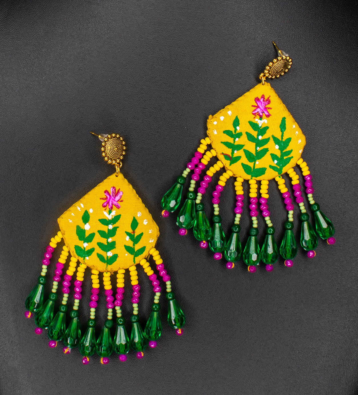 Handpainted Fabric Earrings : Handmade