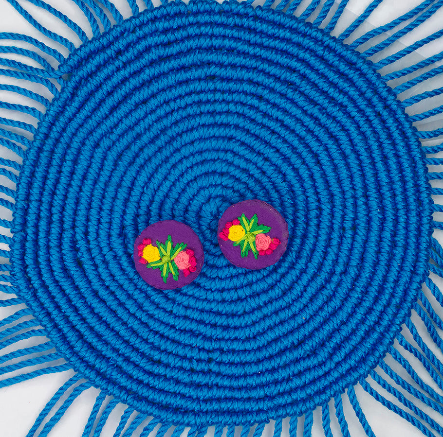 Embroidered Fabric Earrings : Handmade