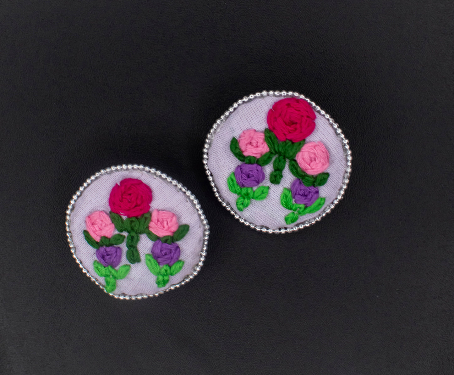 Embroidered Fabric Earrings : Handmade