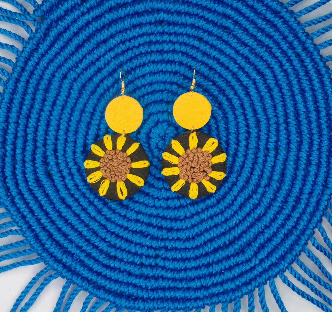 Naysa Embroidered Fabric Earrings : Handmade