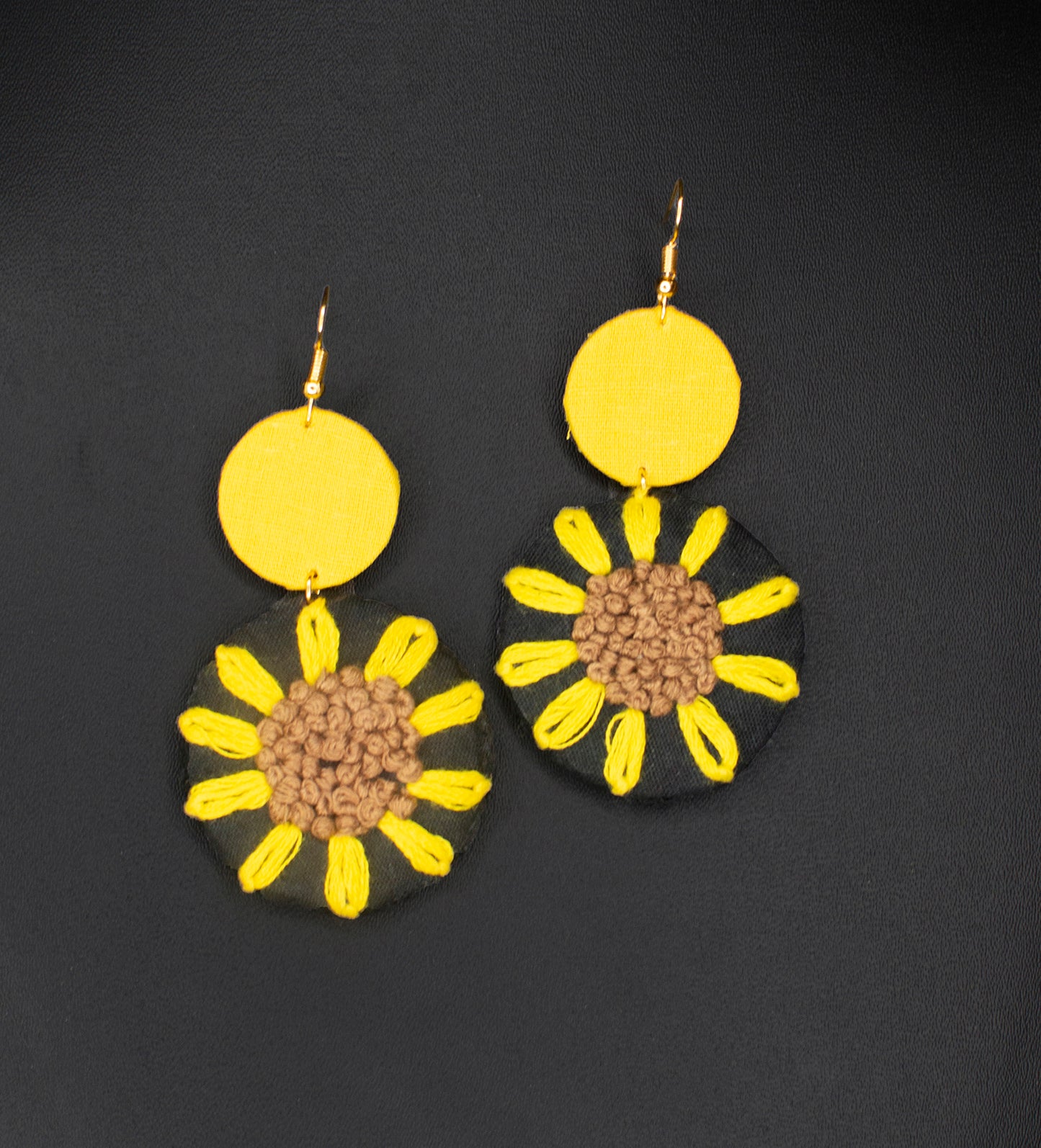 Embroidered Fabric Earrings : Handmade