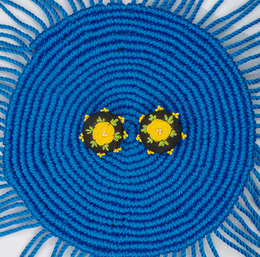 Embroidered Fabric Earrings: Handmade