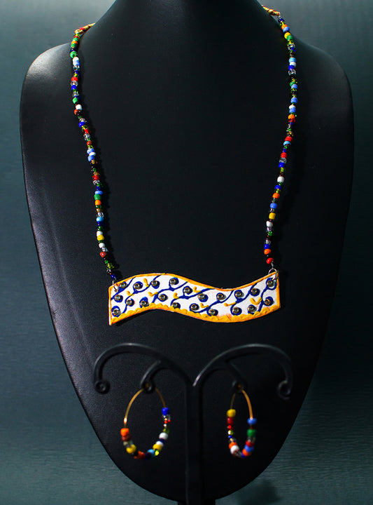 Statement Necklace set, Handpainted : Handmade
