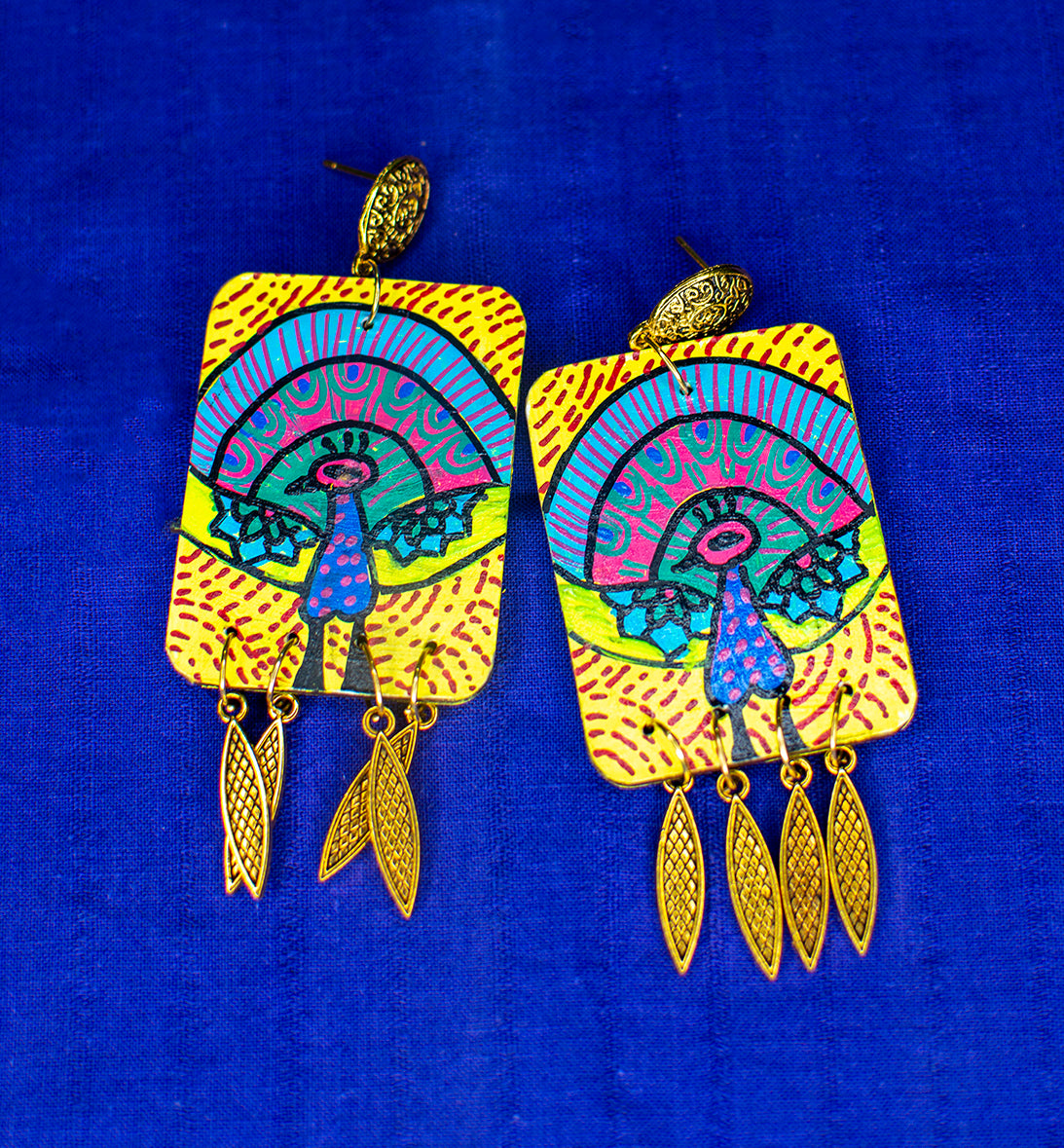 Statement Earrings, Handpainted : Handmade