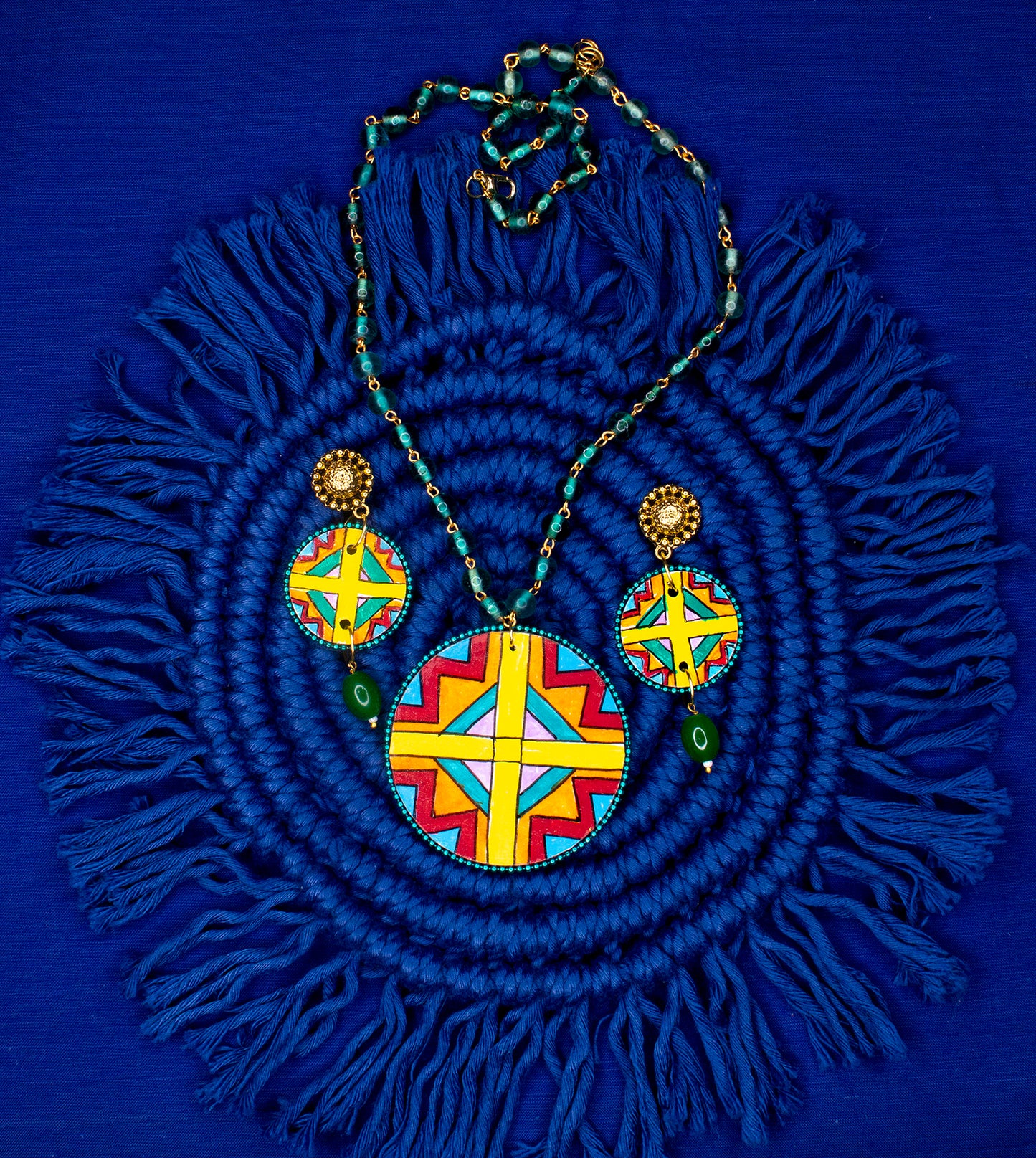 Platina Necklace Set, Handpainted : Handmade