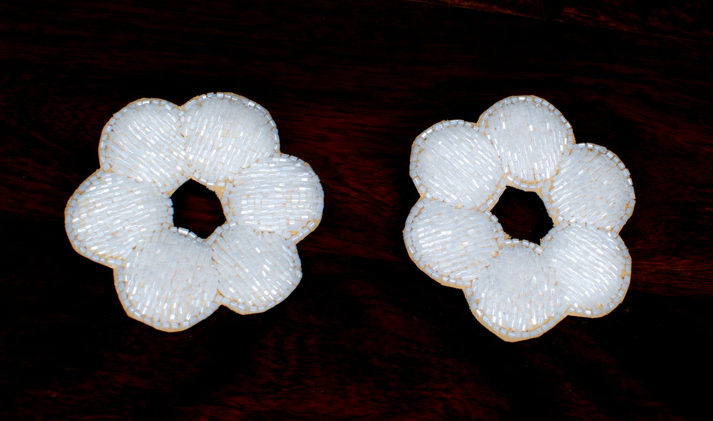 Riddhi White Embroidered Earrings : Handmade