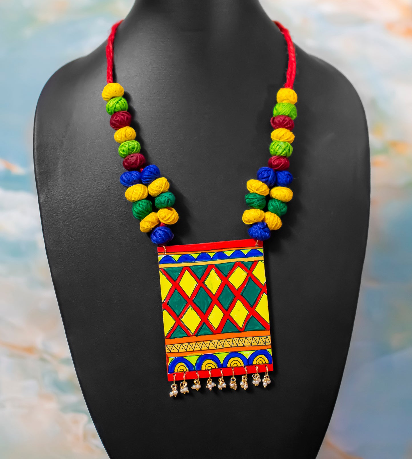 Statement Necklace, Handpainted : Handmade