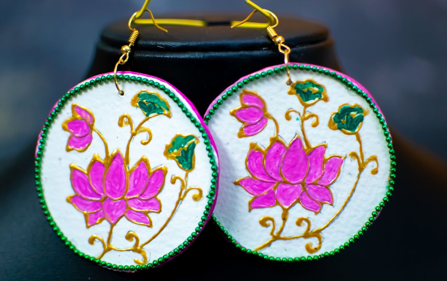 Statement earrings, Handpainted : Handmade