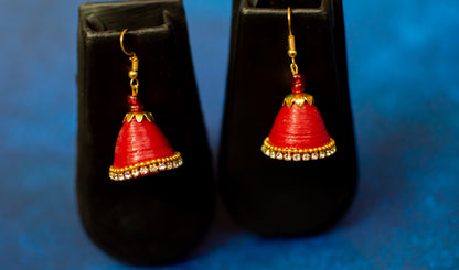 Handmade Jewellery - Red Jhumka Earrings