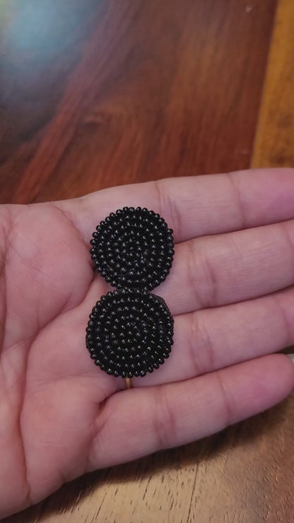 Cute Black Embroidered Earrings : Handmade